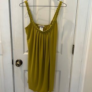 Chartreuse green mini dress with braided straps